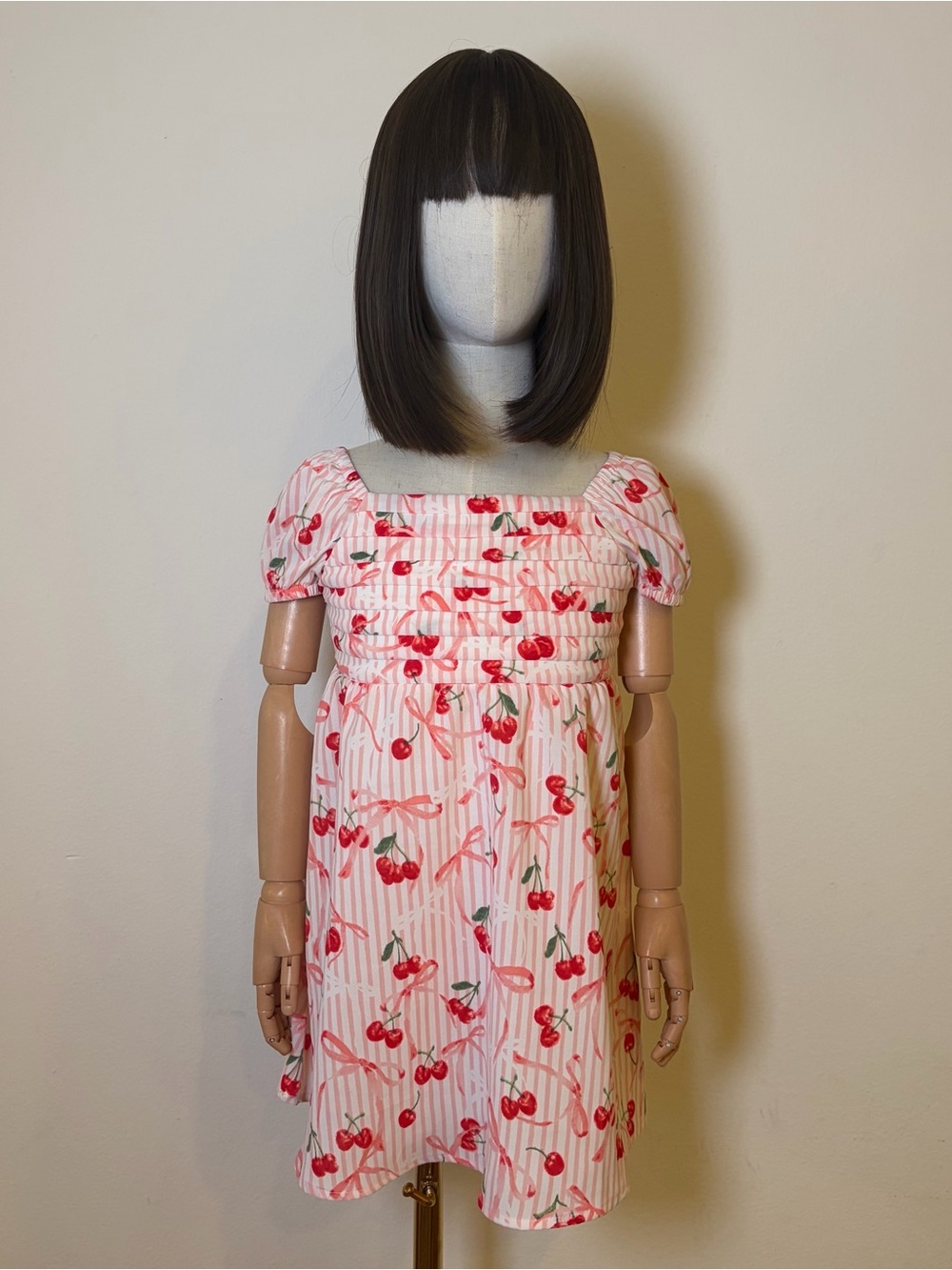 Lily Bleu Cherry Print Striped Dress Size 4 NWOT